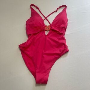 NWT Trina Turk Geranium Pink Monaco Medallion 1PC Swimsuit Bathing Suit Sz 6 New